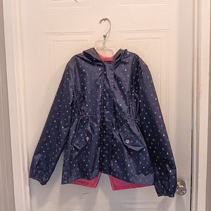 Pink Platinum Dark Blue Heart Pattern Raincoat